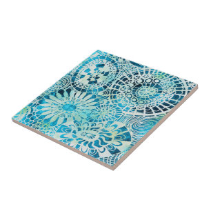 Abstract Urchin and Opihi party tropical pattern Ceramic Tile