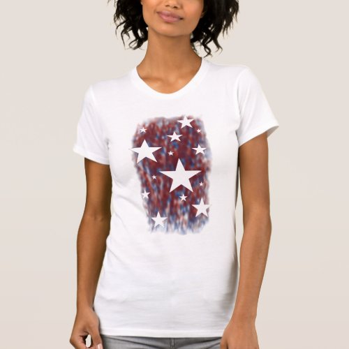 Abstract USA Colors Blur Haze Stars Red White Blue T_Shirt