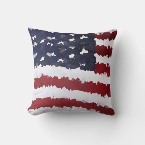 Abstract USA Flag Paper Mache_Look  Throw Pillow