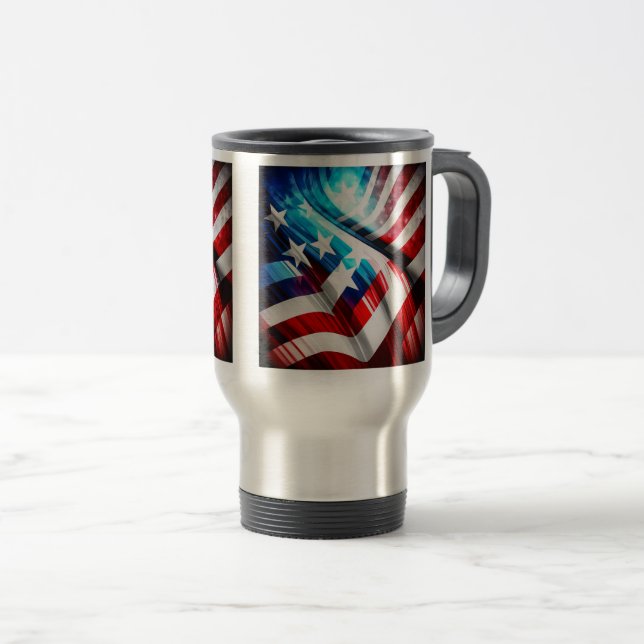 Abstract USA Flag Travel/Commuter Mug, 15 oz  Travel Mug (Front Right)