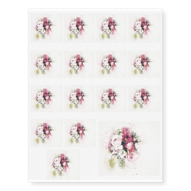 Abstract vase of flowers for wedding temporary tattoos (Front)