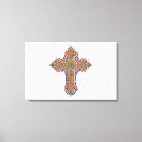 Abstract Vector Christian Cross Religious Canvas Print