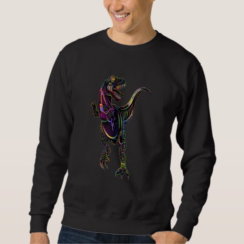 Abstract Velociraptor Color Pattern Dinosaur Desig Sweatshirt