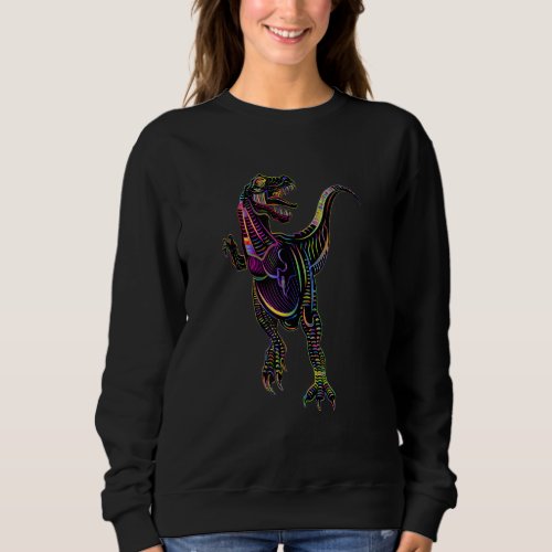 Abstract Velociraptor Color Pattern Dinosaur Desig Sweatshirt