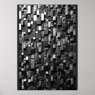 Abstract Vertical 3D Micro Metallic Mosaic Poster