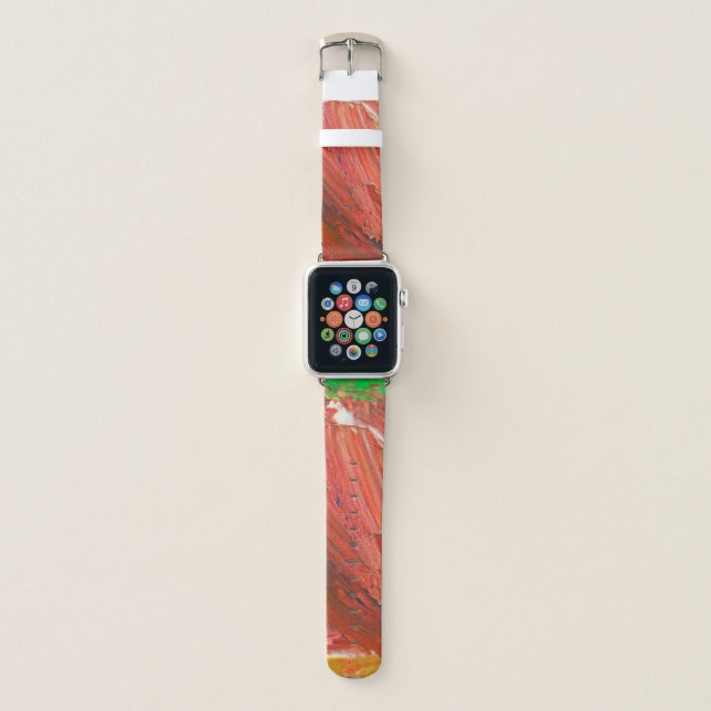 Abstract Vertical Gesture in Red Apple Watch Band (Front)