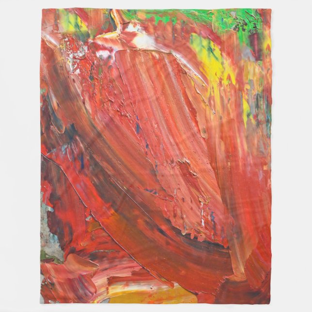 Abstract Vertical Gesture in Red Fleece Blanket (Front)