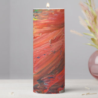Abstract Vertical Gesture in Red Pillar Candle