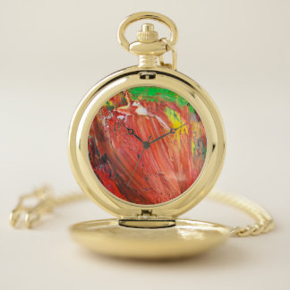 Abstract Vertical Gesture in Red Pocket Watch