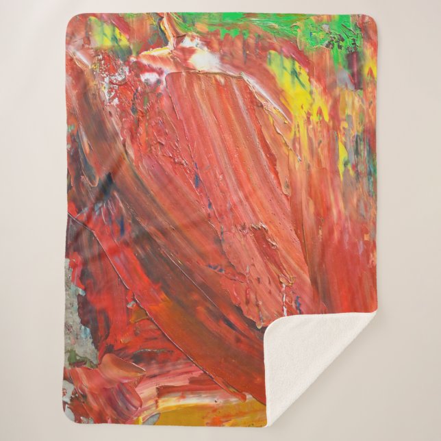 Abstract Vertical Gesture in Red Sherpa Blanket (Front)