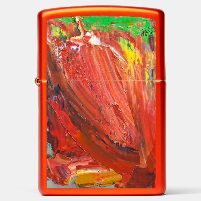 Abstract Vertical Gesture in Red Zippo Lighter (Front)