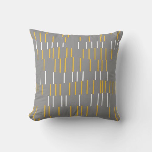 Abstract vertical lines grey yellow white outdoor pillow