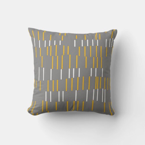 Abstract vertical lines grey yellow white throw pillow