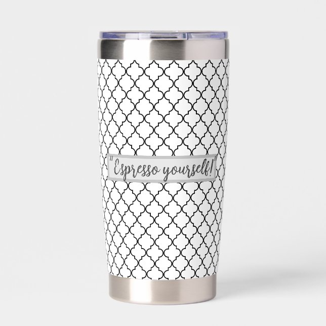 Abstract Vibes Monochrom Espresso Yoursel in Style Insulated Tumbler (Front)