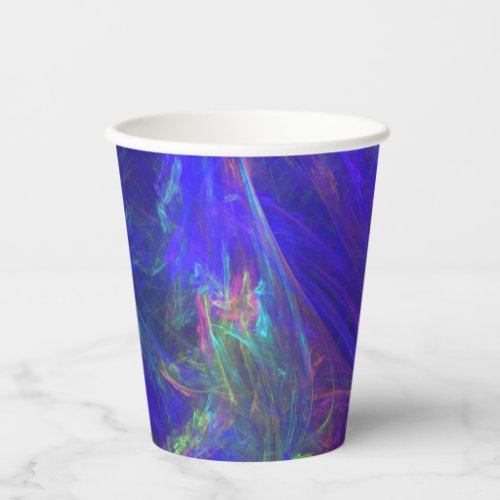 Abstract Vibrant Blue Pink Green Cosmic Swirls Paper Cups