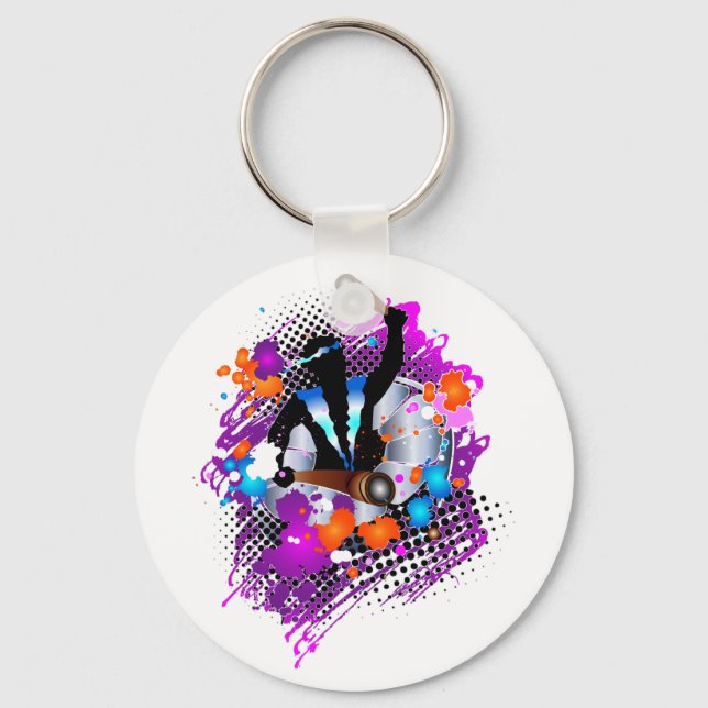 Abstract Vibrant Carnival Panman Keychain (Front)