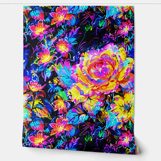 Abstract Vibrant Colorful Floral Seamless Pattern Wallpaper