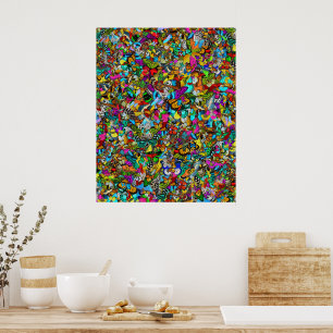 Abstract Vibrant Colorful Mosaic Painting Poster