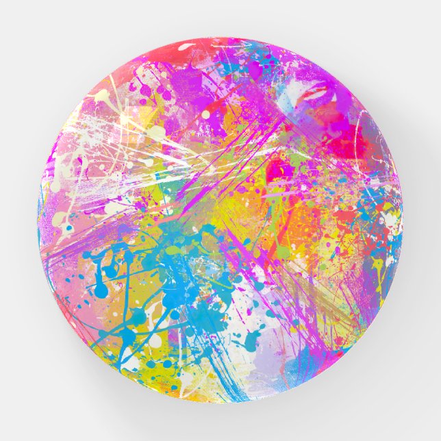 Abstract Vibrant Colorful Paint Strokes Paperweight (Front)