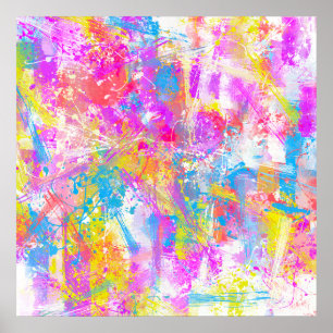 Abstract Vibrant Colorful Paint Strokes Poster