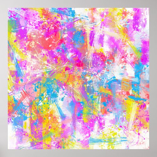 Abstract Vibrant Colorful Paint Strokes Poster