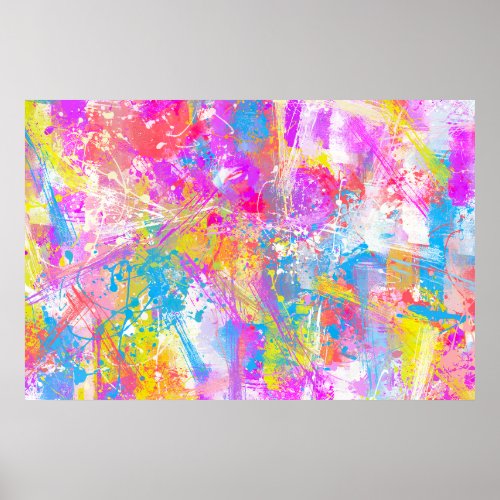 Abstract Vibrant Colorful Paint Strokes Poster