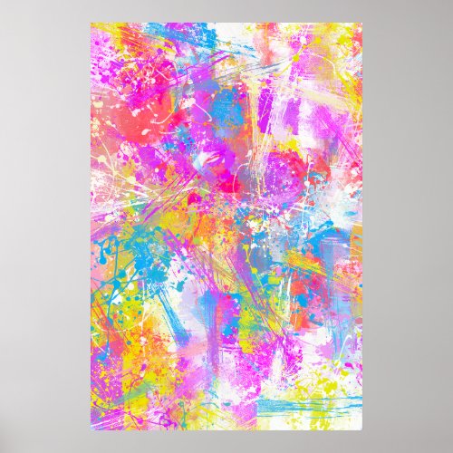 Abstract Vibrant Colorful Paint Strokes Poster