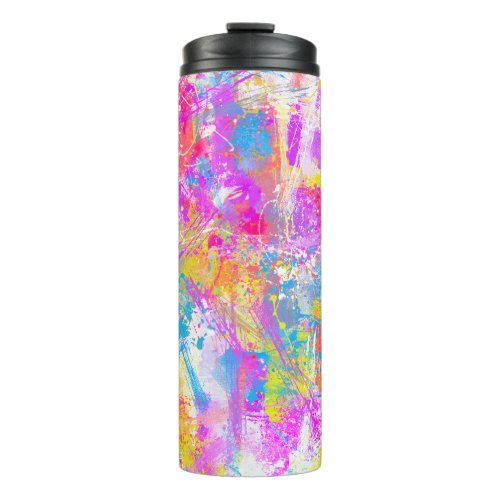 Abstract Vibrant Colorful Paint Strokes Thermal Tumbler