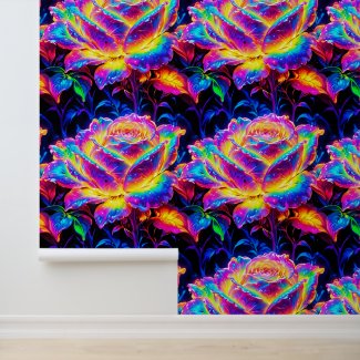 Abstract Vibrant Colorful Roses Seamless Pattern