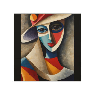 Abstract vibrant colors cubic women face art