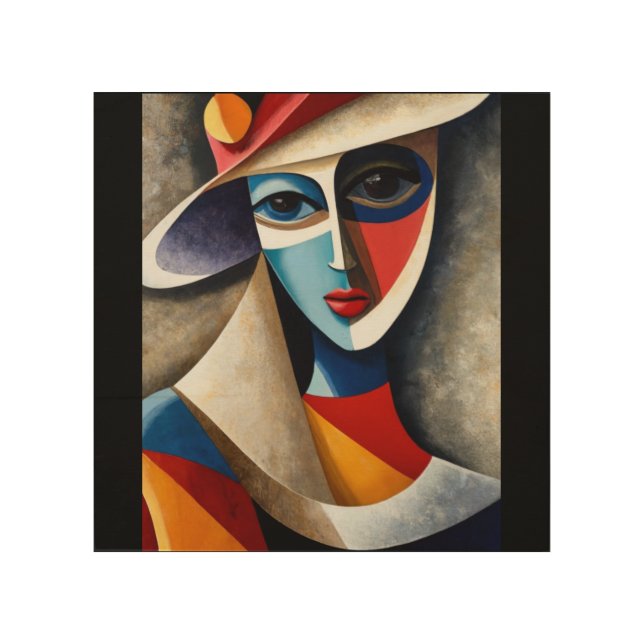 Abstract vibrant colors cubic women face art  (Front)
