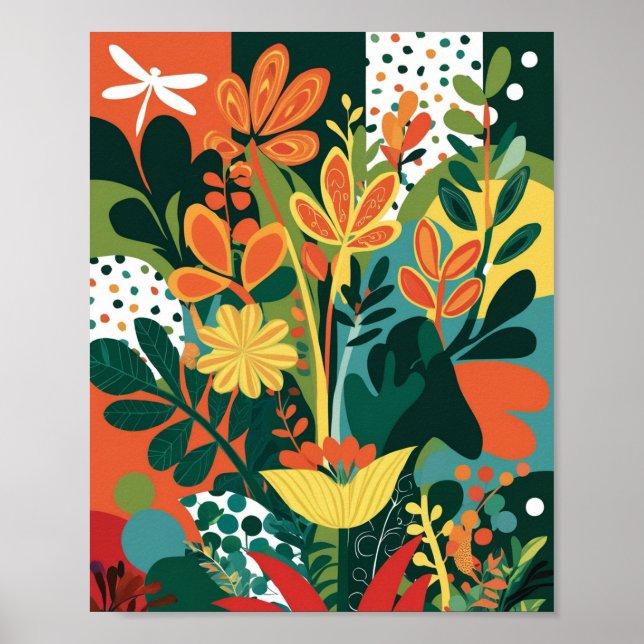 Abstract vibrant floral art poster (Front)