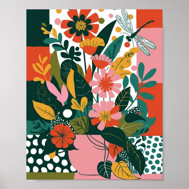 Abstract vibrant floral art poster (Front)