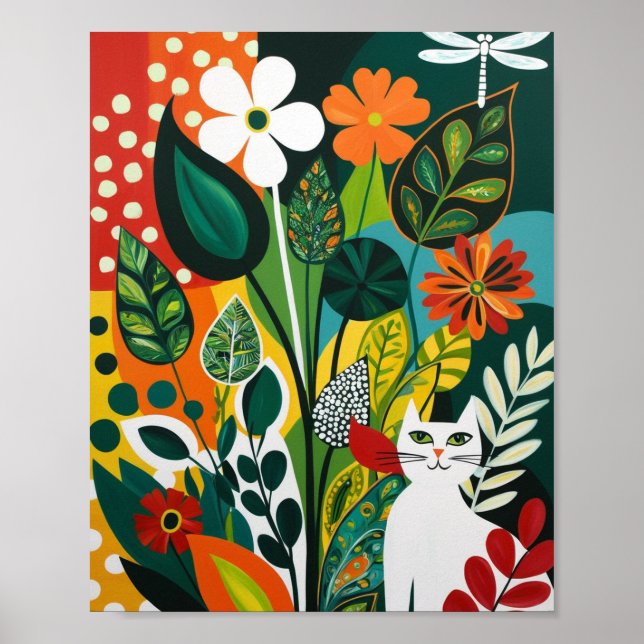 Abstract vibrant floral art poster (Front)
