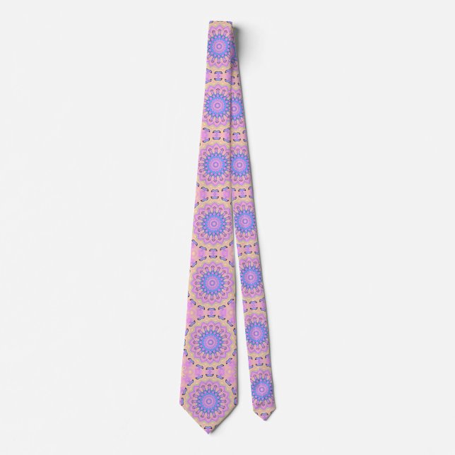 abstract vibrant gradient mandala background neck tie (Front)