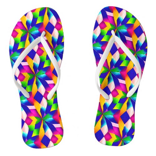 Abstract vibrant joyful pattern flip flops