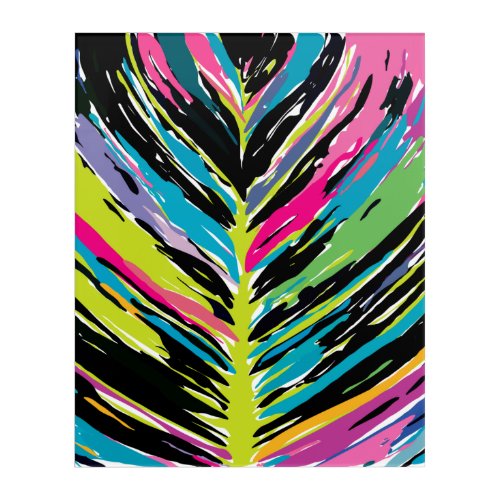 Abstract Vibrant Multicolor Tropical Leaf Acrylic Print