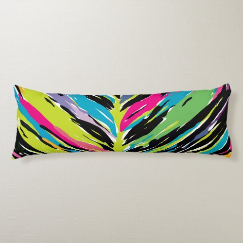 Abstract Vibrant Multicolor Tropical Leaf Body Pillow