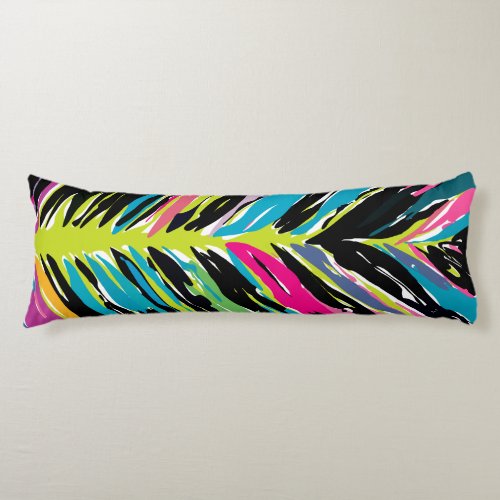 Abstract Vibrant Multicolor Tropical Leaf Body Pillow