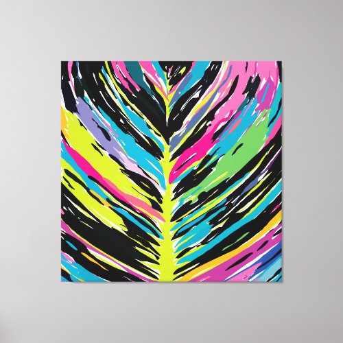 Abstract Vibrant Multicolor Tropical Leaf Canvas Print