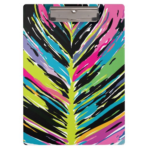 Abstract Vibrant Multicolor Tropical Leaf Clipboard