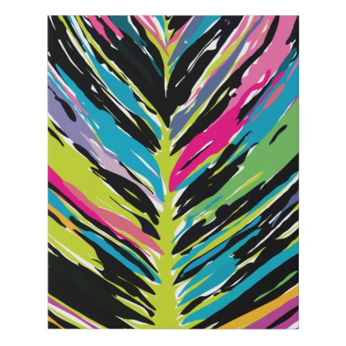 Abstract Vibrant Multicolor Tropical Leaf Faux Canvas Print