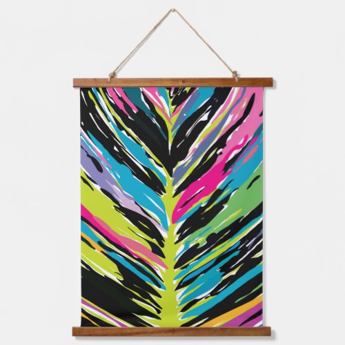 Abstract Vibrant Multicolor Tropical Leaf Hanging Tapestry