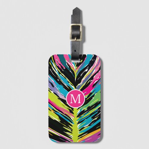 Abstract Vibrant Multicolor Tropical Leaf Luggage Tag