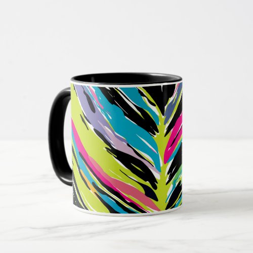 Abstract Vibrant Multicolor Tropical Leaf Mug