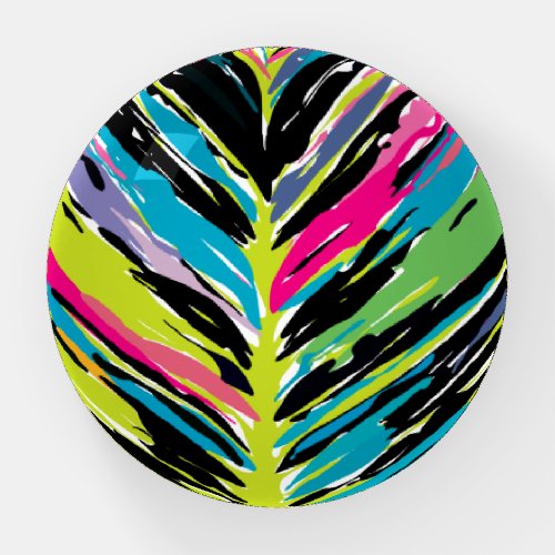 Abstract Vibrant Multicolor Tropical Leaf Paperweight