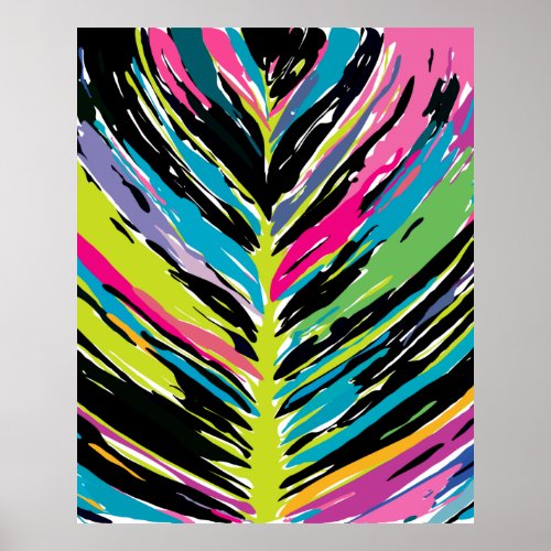 Abstract Vibrant Multicolor Tropical Leaf Poster