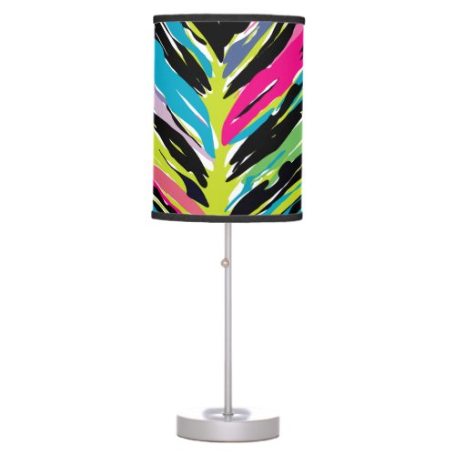 Abstract Vibrant Multicolor Tropical Leaf Table Lamp