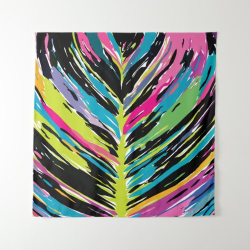 Abstract Vibrant Multicolor Tropical Leaf Tapestry