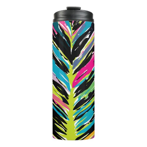 Abstract Vibrant Multicolor Tropical Leaf Thermal Tumbler